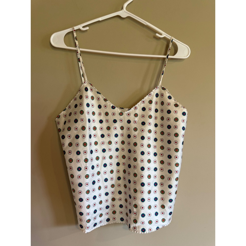 Vintage Teddy Silky Satin Camisole and Tap Shorts Set Medallion Print Large - Picture 1 of 8